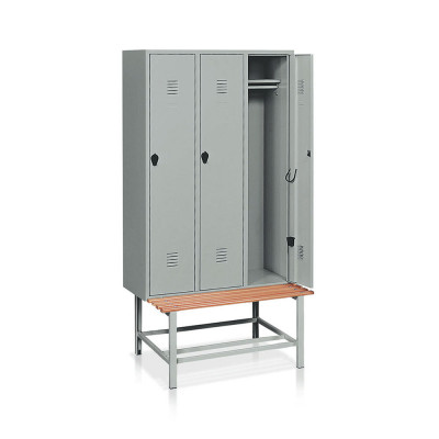3-compartment locker cabinet and bench mm. 1020Lx820Dx2065H.